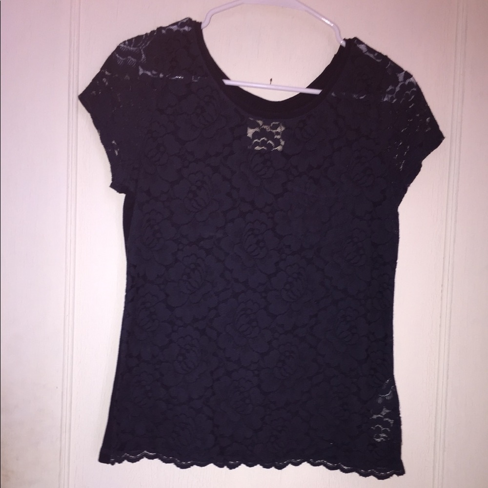 Hollister navy lace top